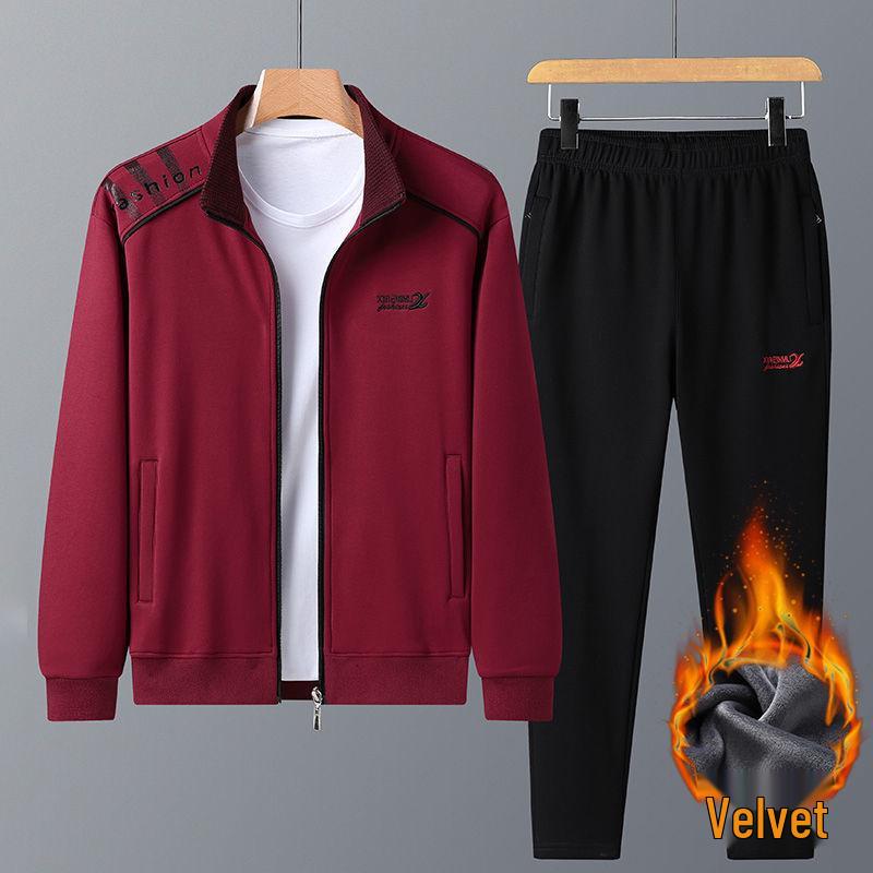 Specht Herren Sport Baumwollset: Lässige Laufjacke für Mittelalte und ältere Menschen für Frühling, Herbst, Winter.