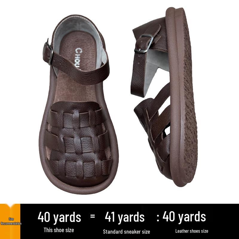 Women's Handmade Roman Sandals - 2026 Summer Retro Casual Top Layer Cowhide Shoes