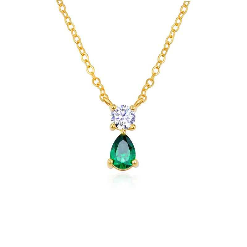 Cross-border Hot-selling European American Style Simple Water Drop Birthstone Necklace Women Fashion Pendant Necklace