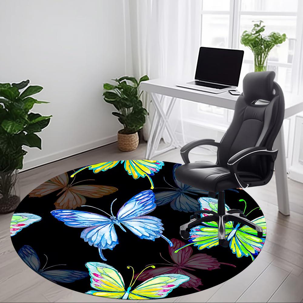 1pc Butterfly Print Chair Carpet for Office, Non-slip, Soft and Durable Office Rug, Perfect for Office yy251227138