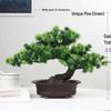 Artificial Pine Bonsai Tree - Indoor Green Plant Ornament for Wine Cabinet or Coffee Table Decoration