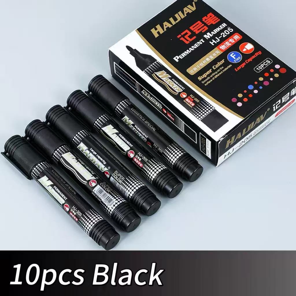 

Набор из 10 перманентных маркеров, черные, тонкий наконечник - быстросохнущие, устойчивые к смазыванию и водостойкие маркеры для офиса, школы, рукоделия