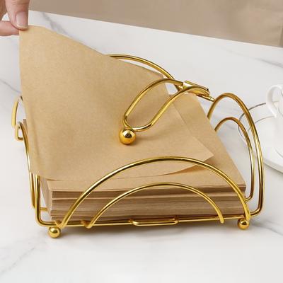 Elegant Metal Napkin Holder with Weighted Arm Square Napkin Box Decorative Holder Napkin Tray