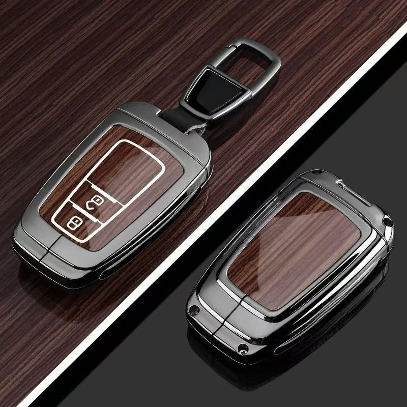 Zinc Alloy Key Fob Cover for Toyota Venza/C-HR/Levin GT/Avalon/Land Cruiser Prado/Wildlander, KeyCase Shell with Keychain