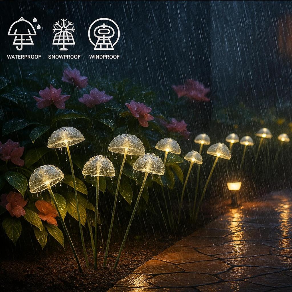 Solar Gartenleuchten Dual-Modus LED Solar Pilzleuchten Wasserdicht Deko Hof Terrasse Gehweg Qualle für Garten Ambiente
