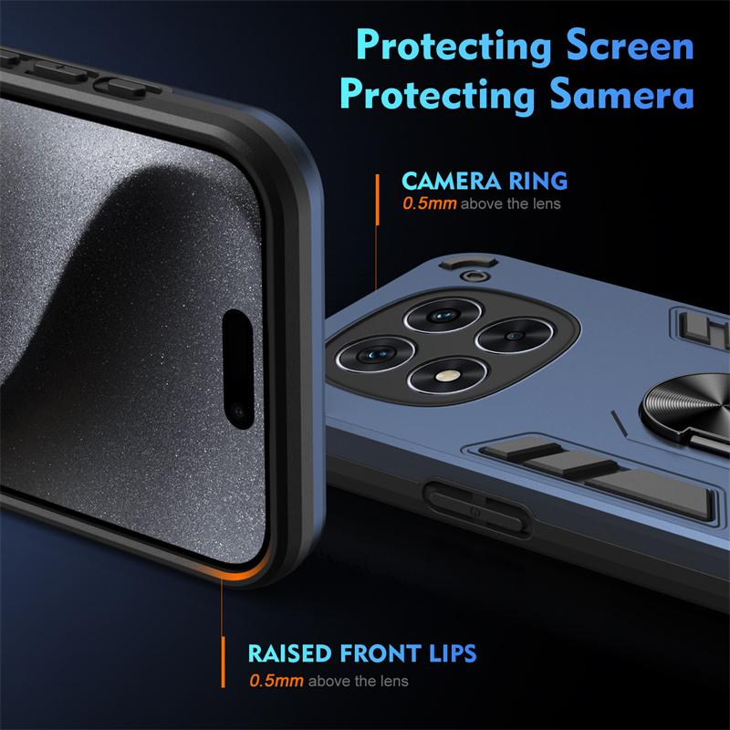 Shockproof Armor Case For Xiaomi Redmi Note 14 Pro 5G 4G 14Pro Plus 14C A3 Poco C75 X7 Lens Protector Magnetic Holder Ring Cover