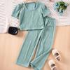 Girls Solid Color Suspenders Summer Suspenders Ruffles + Wide Leg Pants 2 Pieces Dress Set White Cute Elegant Baby Clothes