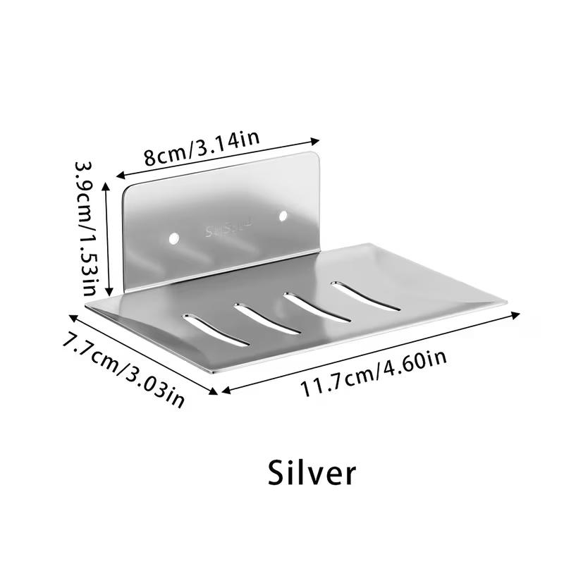 Stainless Steel Bathroom Wall Shelf Self Adhesive No Drill Shower Organizer Soap Dish Storage Rack