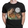 Three Capybara Moon Animals Funny Parody Novelty Mens T-shirts Tee Top #6ED