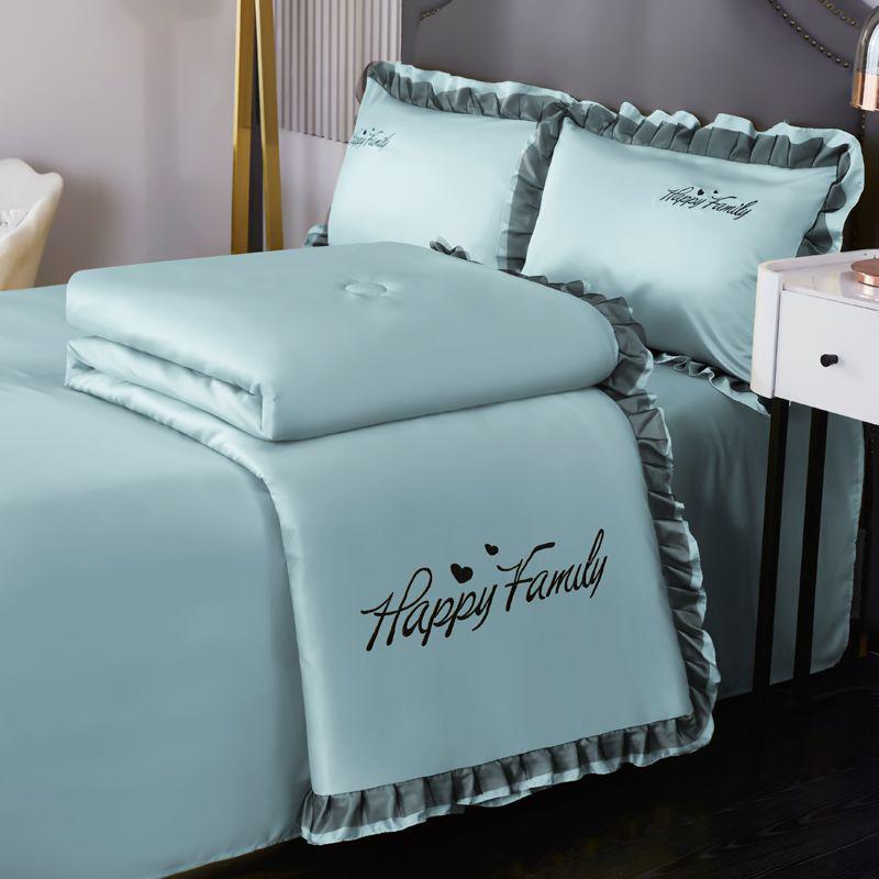 Four-Piece Washable Silk and Tencel Cooling Summer Quilt Set
