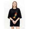 Oversized T Shirt Black Cat Stack Print Casual Wear For Women Summer Fashion Streetwear Loose Fit Top Graphic Tee