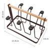 Portable Iron Cup Holder Household Coffee Cup Drain Rack Wooden Handrail Glass Holder Kitchen Living Room Cup Storage Shelf