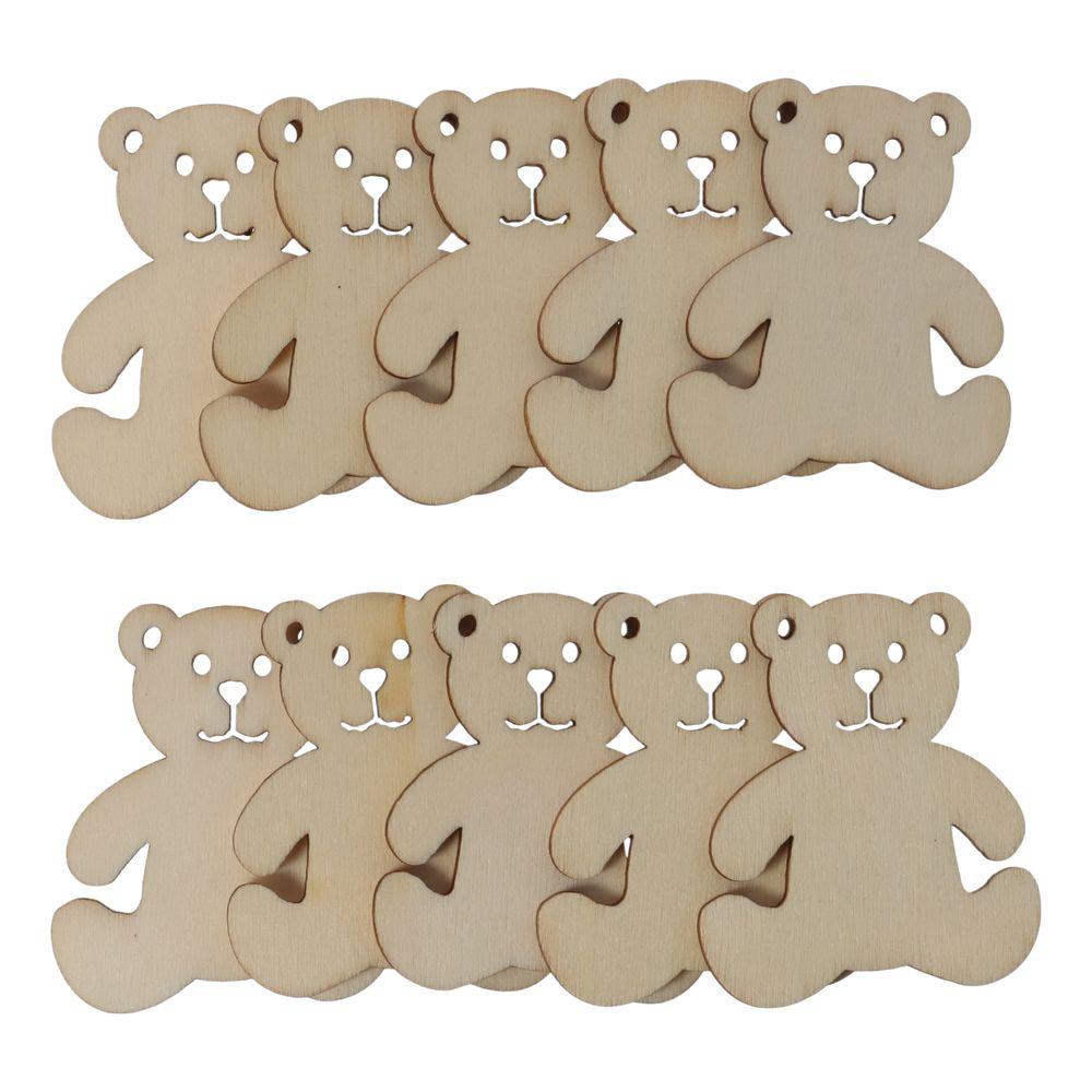 50pcs Bear Shape Bear Shaped Cutouts 41*48mm Hanging Bear Ornaments  for Painting,Home Decor