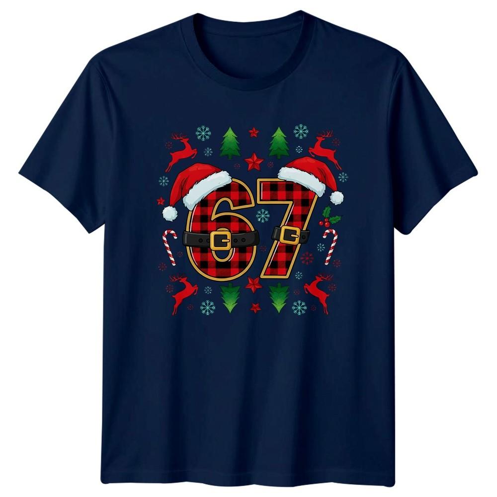 Six Seven 67 Christmas Plaid Santa Holiday Unisexs Unisexs Graphic Tee
