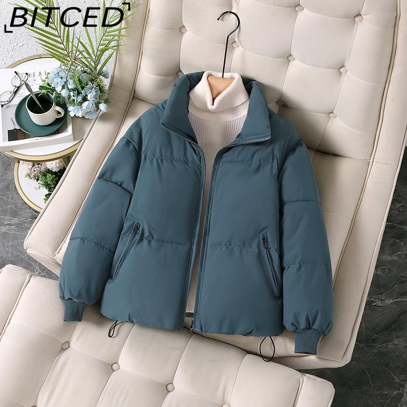 BITCED Women's Short-Length Winter Puffer Jacket - Thickened, Wide-Cut, Elegant Style Cotton Coat