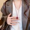Korean Brushed Pendant Necklace: Women's Long, Versatile Black Cord Sweater Chain