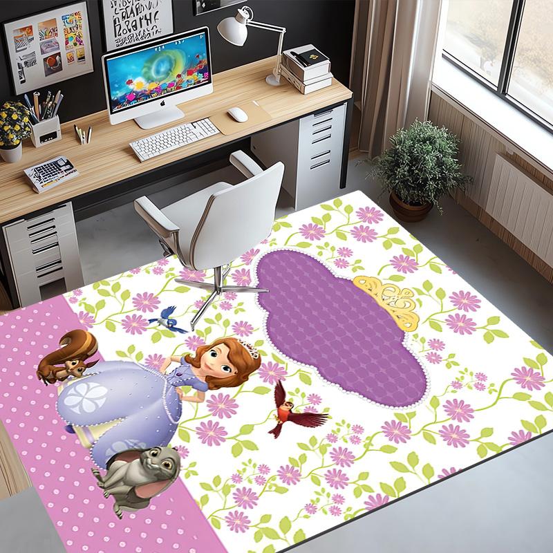 Sofia the First Pattern Rug, Indoor/Outdoor Mat, for Picnic, Gameroom, Bedroom, Office, Living Room, Home Decor Carpet, Birthday Gift