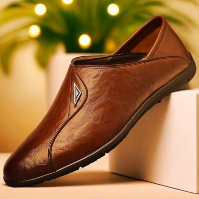 Leather Shoes Men's Summer Leather Breathable Business Dress New Casual Soft-soled Beanie Shoes