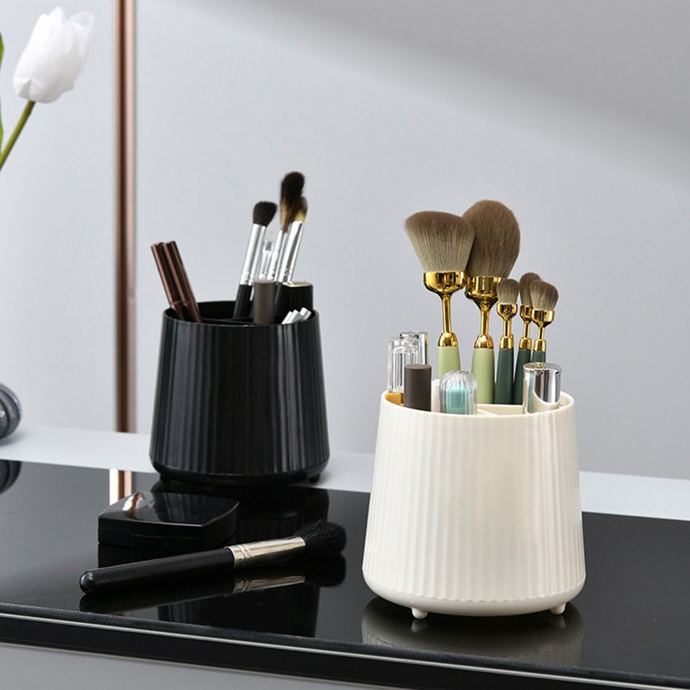 

Круглый держатель для кистей для макияжа, пластиковый органайзер для макияжа, вращающийся на 360 градусов, настольный ящик для хранения косметики