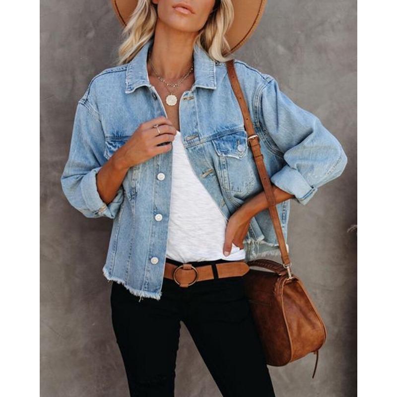 Fashion Loose Women Denim Jacket Loose Casual Simple Office Long Sleeve Short Jackets Elegant Spring Autumn Coats Woman Clothing