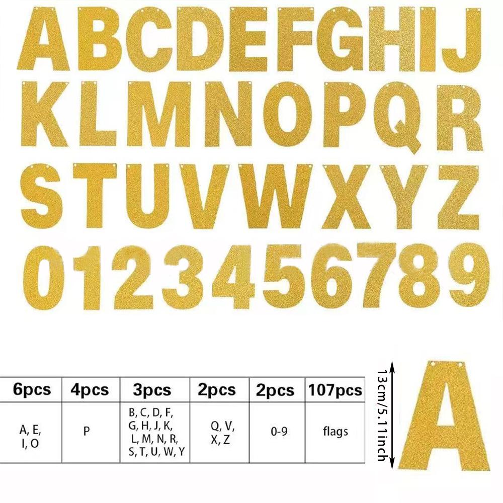 

Runtow 107 шт. Золотые буквы, Сделай сам баннер С Днем рождения , Флаг с буквой имени, Украшение для свадебной вечеринки в честь дня рождения