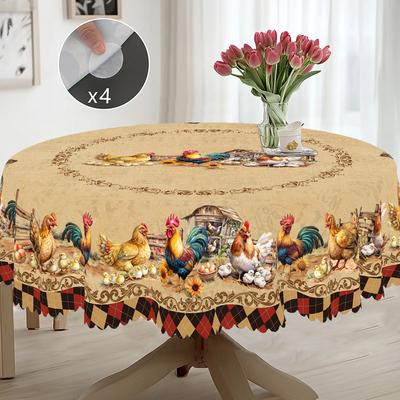 1 Pezzo Tovaglia Stampata a Tema Gallo Retrò, Stile Country Farmhouse, Gallo, Pulcino, Design con Motivo Girasole, Per Picnic in Stile Campeggio, Festa H