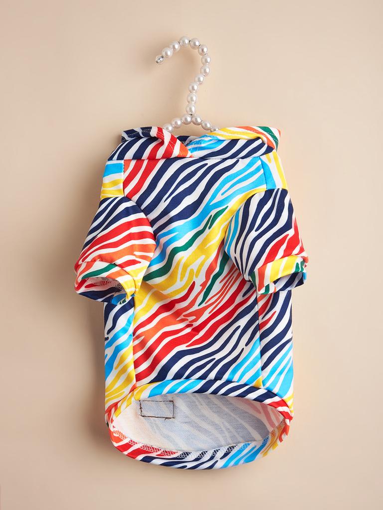 Dog Hoodies Puppy Clothes with Zebra-stripe Printed Sweatshirts for Small Medium Dog Cat Soft and Comfort Shirts Dog Pajamas Out