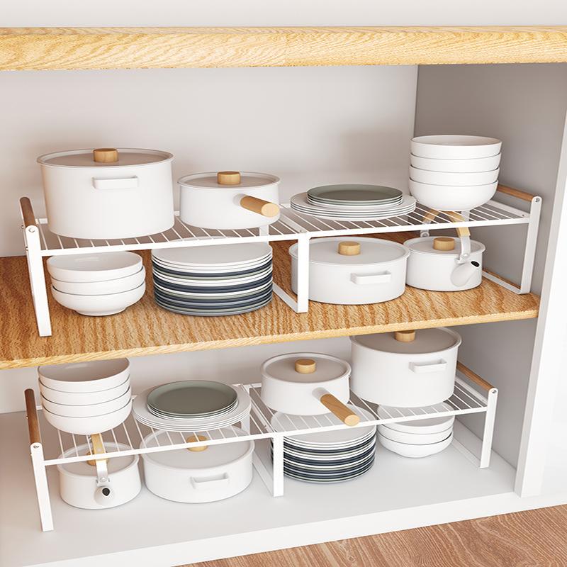 Kitchen Supplies Multifunctional Retractable Combination Rack Cabinet Baffle Layered Seasoning Pot Tableware Storage Rack