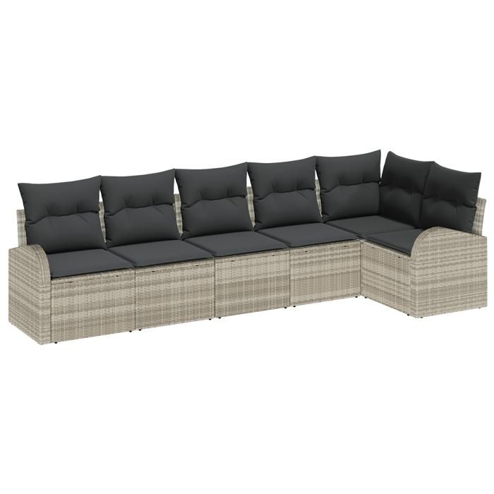 VidaXL Ensemble de canapé de jardin 6 pièces avec coussins gris clair en poly rotin 3346062