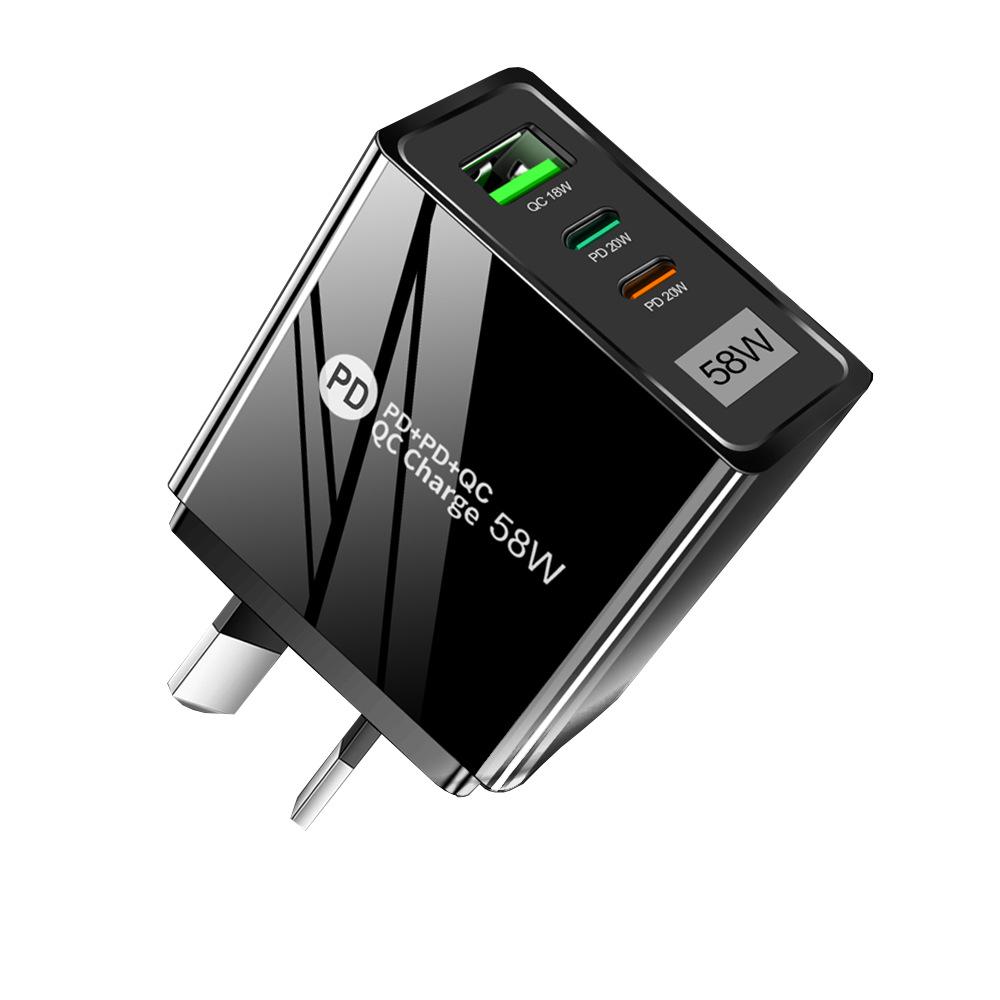 58W Dual Fast Charger with 2PD & QC3.0 for EU/US/UK/KR/AU