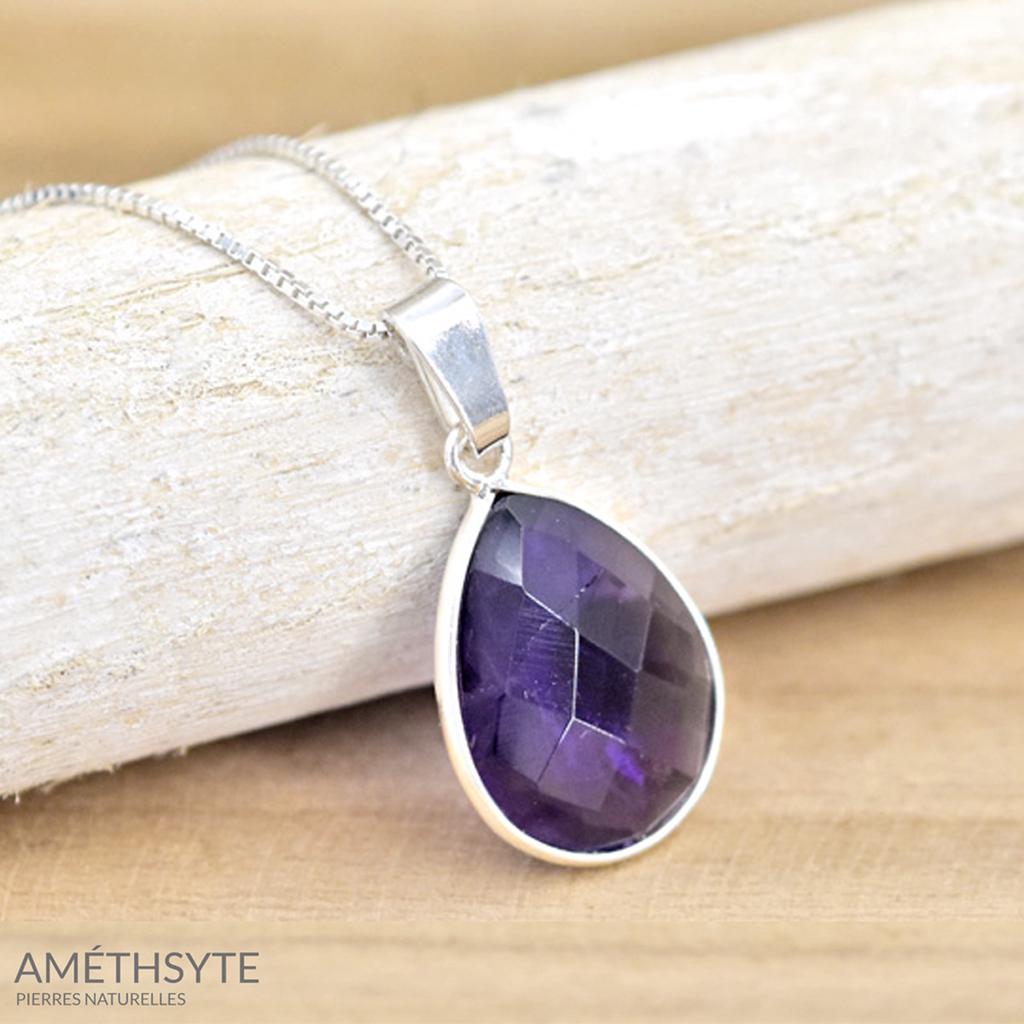 Les Trésors De Lily [R1020] - Handmade Silver Necklace 'Mineralia' Silver Amethyst - 18x14 Mm