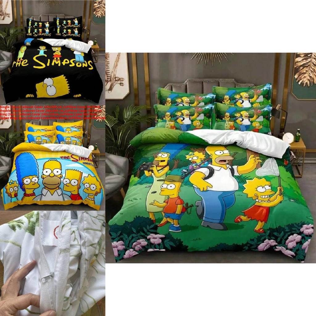 The Simpsons Cartoon Bedding Set With Reactive Dye Printing For Modern Home Decor