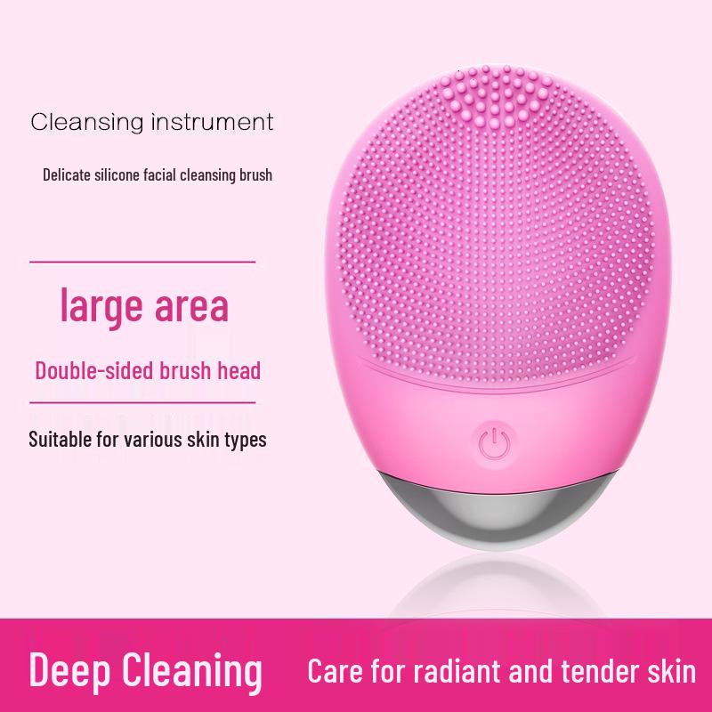Ultrasonic Silicone Facial Cleansing Brush & Eye Cream Applicator - Deep Pore Cleaning Device