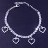 Fashion Rhinestone Hollow Heart Ankle Bracelet for Women Beach Accessories Love Pendant Leg Chain Summer Party Zircon Gift