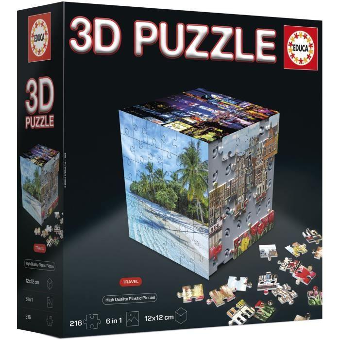 3D Puzzle - EDUCA - Cube Voyage - 216 Pieces - 6 Puzzles of 36 Pieces - Playful Challenge 8 Years + (20124)
