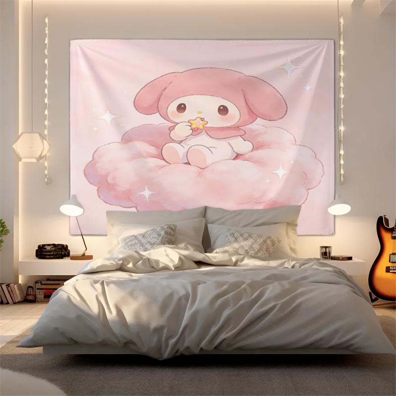 Sanrio Characters Tapestry Cute Cartoon Wall Hanging for Bedroom Living Room Dorm Home Decor Aesthetic Gift