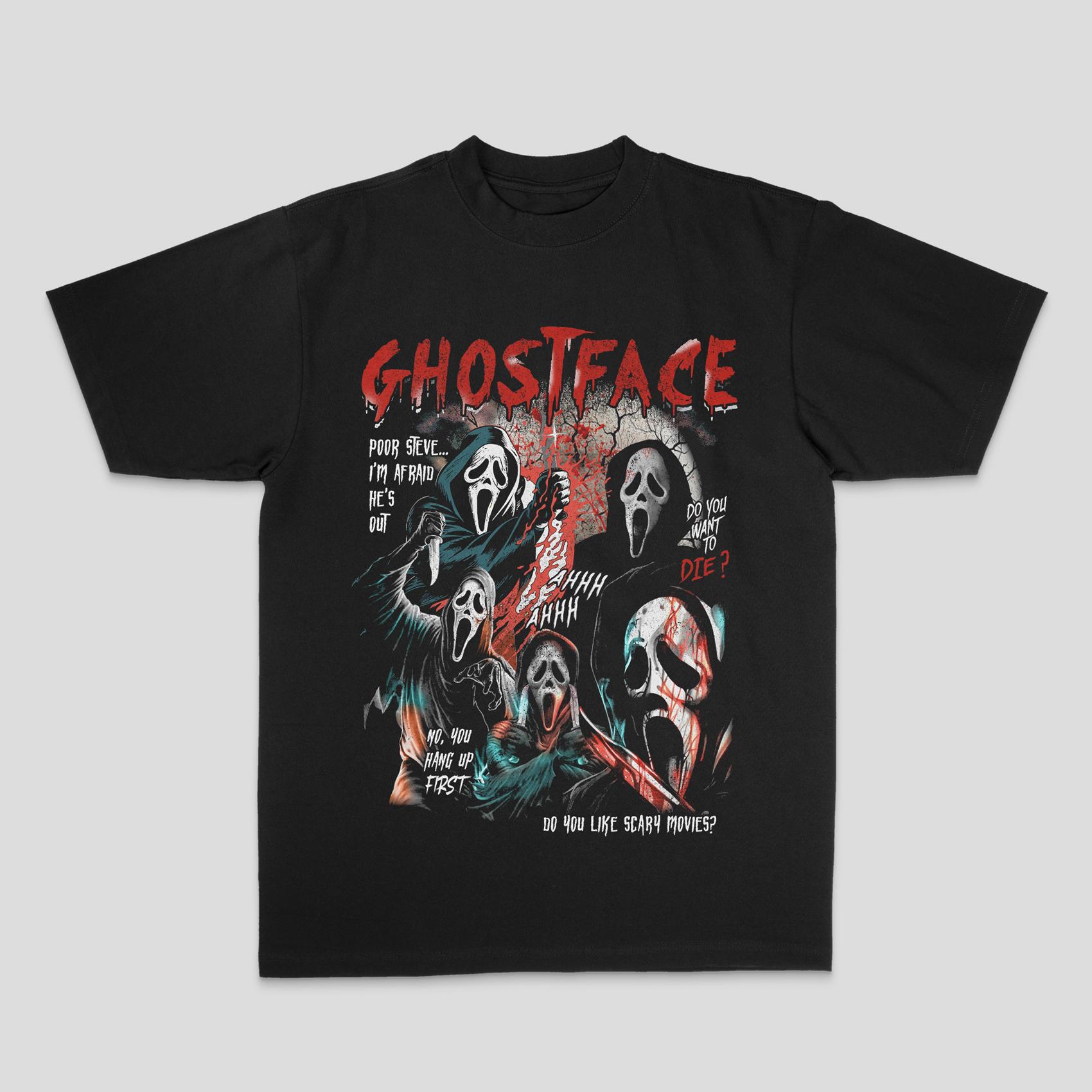 

Ghostface Dark American Fashion Brand Printed Men s and Women s Loose 100% Cotton Direct Spray Summer Loose Short Sleeve T-shirt 4XL