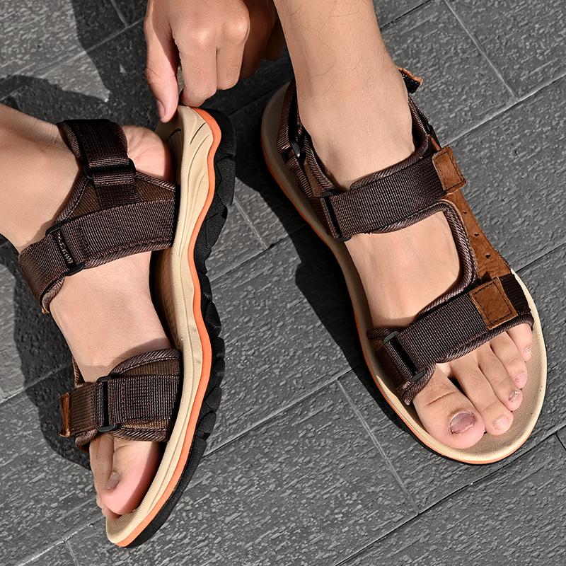 Fashion Summer Men's Sandals Outdoor Roman Sandals Beach Anti Slip Casual Leather Lightweight Open Toe Boys' Sports Sandals Big Size 47