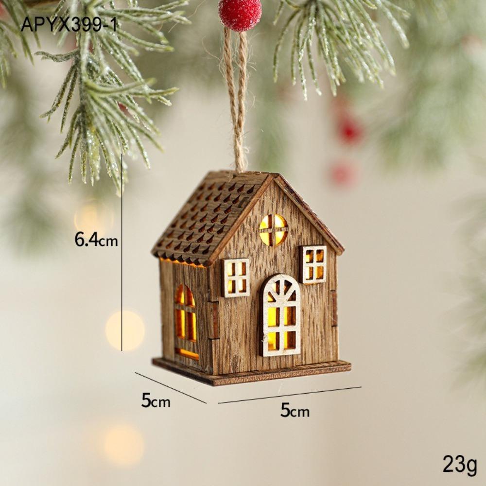 

New Luminous Wooden House Christmas Pendants Creative New Year Xmas Tree Ornaments Gifts Hanging Ornament Christmas Decorations