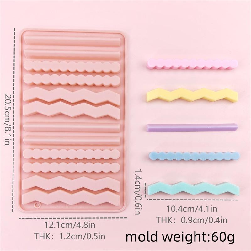 12 Hole Waveform Stick Silicone Mold Handmade Chocolate Cheese Stick Candle Soap Resin Mold Cake Baking Decoration