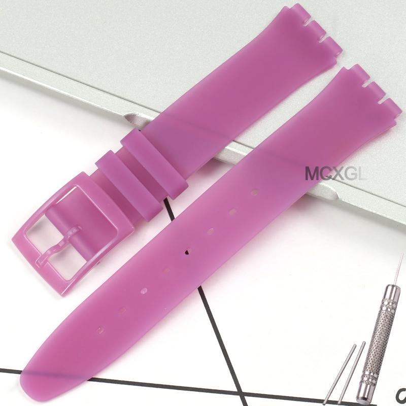 16mm Ultra-thin Silicone Strap For Swatch Classic Thin Silicone Watch Strap Special Three Forks Waterproof Bracelet