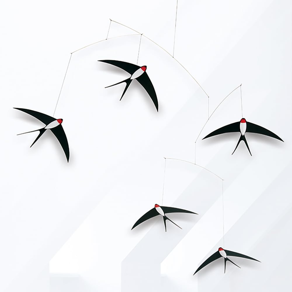 [Officially Imported] Flensted Mobile, Interior Ornament, Scandinavian Animal Swallow 5, FSM130166, with Presentation Box, Baby Goods, Gift