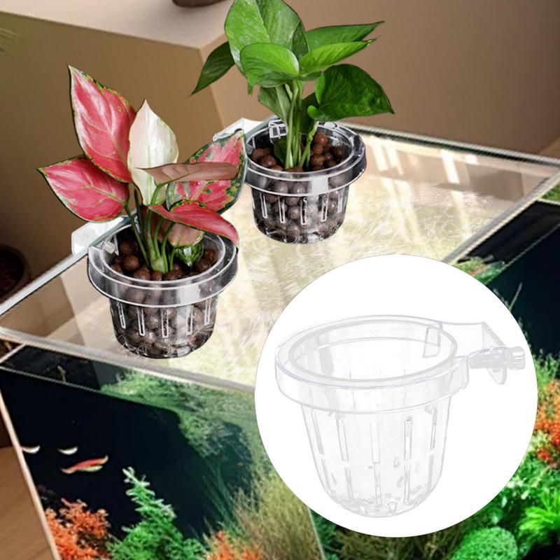 Panier de plante hydroponique transparent support de plante d'aquarium suspension supérieure pot de fleur d'aquarium tasse de pot de fleur d'aquarium