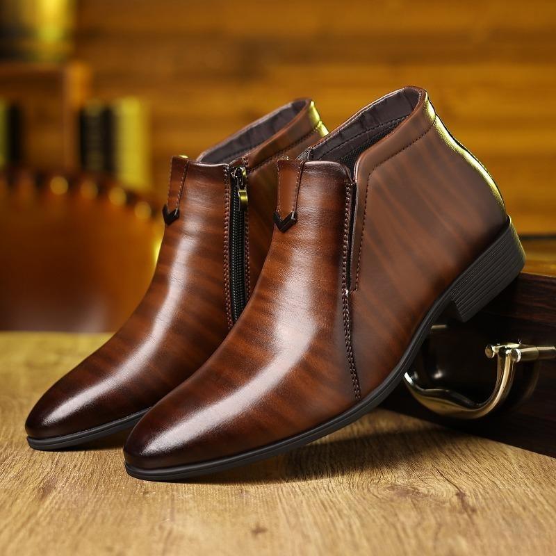 Nouvelles Bottes Homme Printemps Rétro Minimalistes Bout Pointu Fermeture Éclair Cheville Homme Mode Polyvalentes Chaussures Habillées Homme Automne Hiver