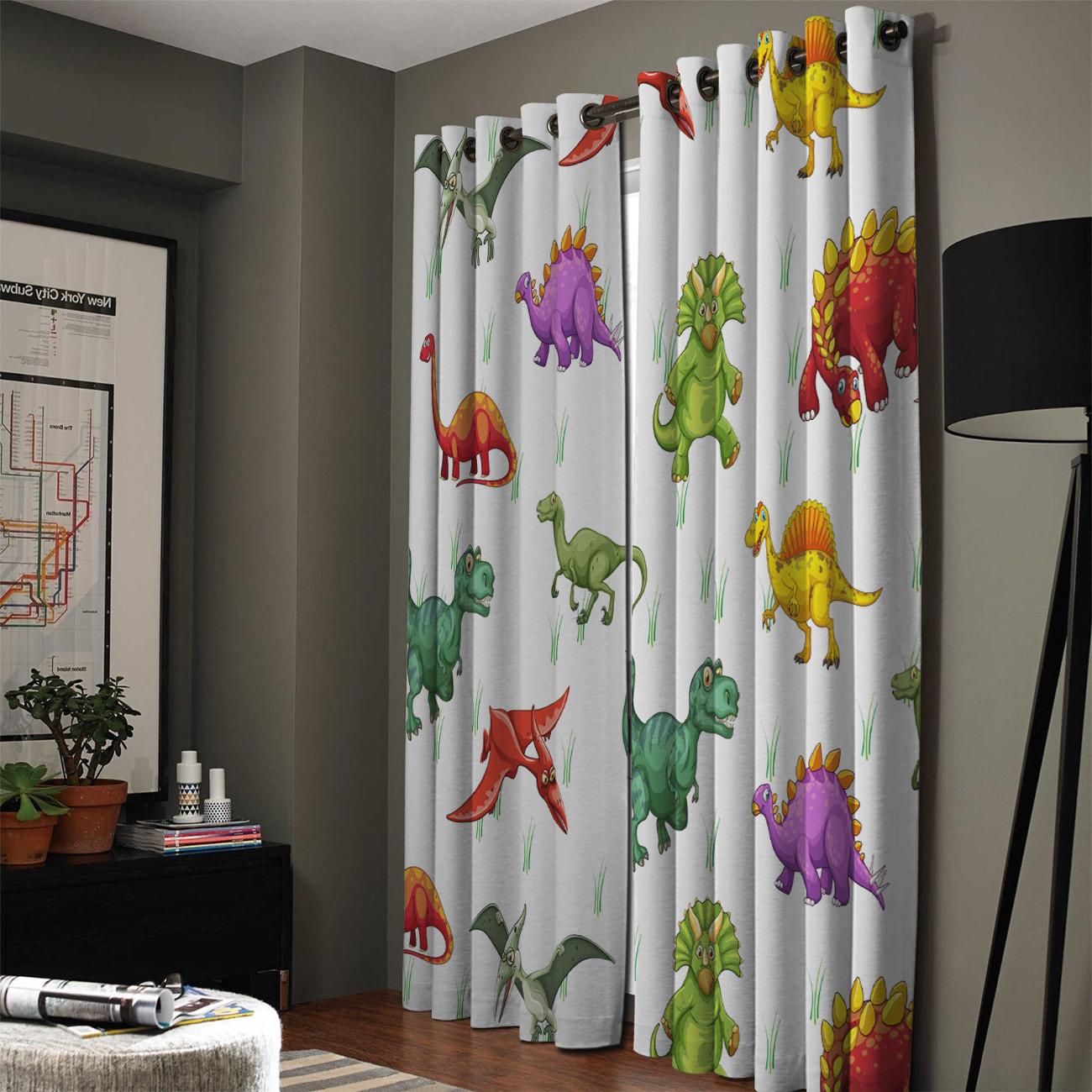 Мультфильм животное милый динозавр оконная занавеска детская спальня шторы домашние шторы — фото 3