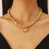 Fashion Y2K Crystal Pearl Choker Necklaces for Women Unique Design Irregular Plastic Beaded Heart Necklace Female Jewelry