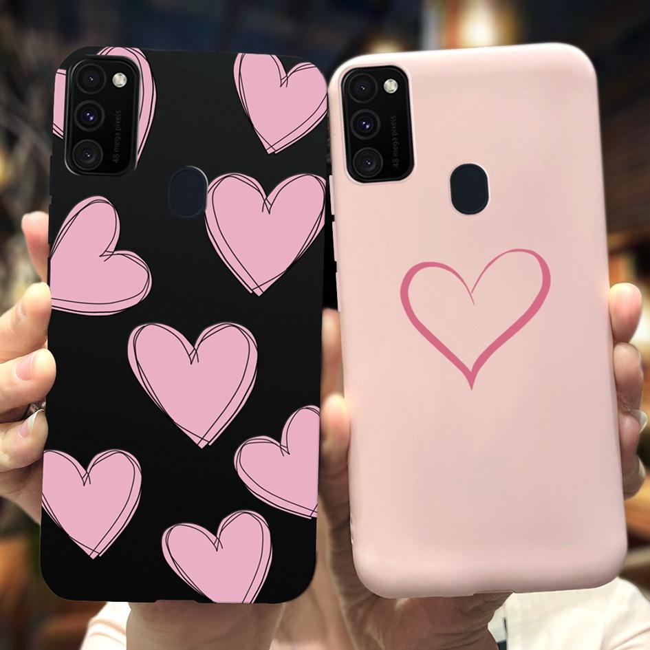 Pro Samsung M21 Pouzdro 6,4 palce Měkký Silikonový Kryt s Srdcem TPU Pro Samsung Galaxy M21 M 21 SM-M215F M215 Zadní Kryt Telefonu Funda