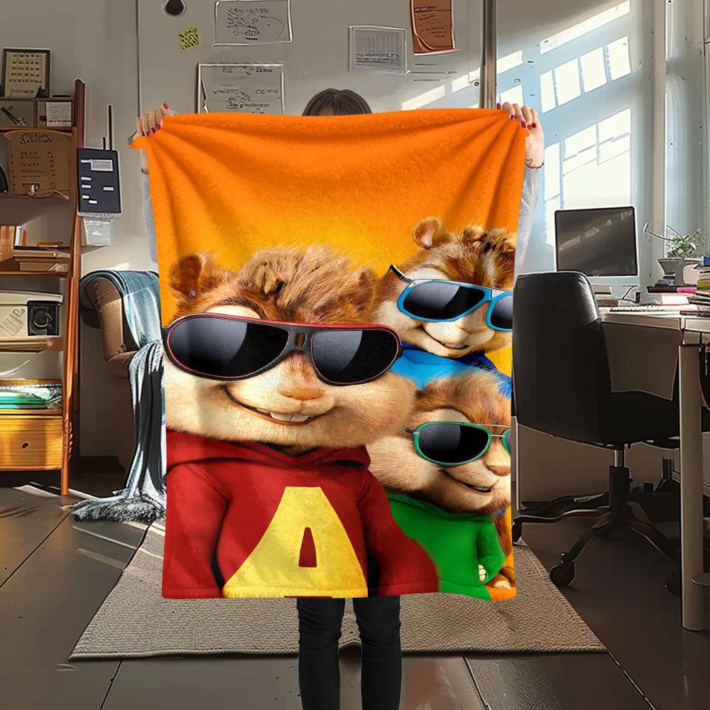 1pz Coperta in Flanella con Stampa di Alvin & The Chipmunks, Alta qualità per Tutte le Stagioni, Decorazione per la Casa, Calore e Comfort, Perfetta per Regali di Natale