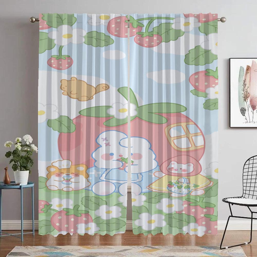 Cute Curtains for Living Room Curtain Halloween Decoration Anti-mosquito Curtains 2 Pieces Tulle for Bedroom Partition Shades