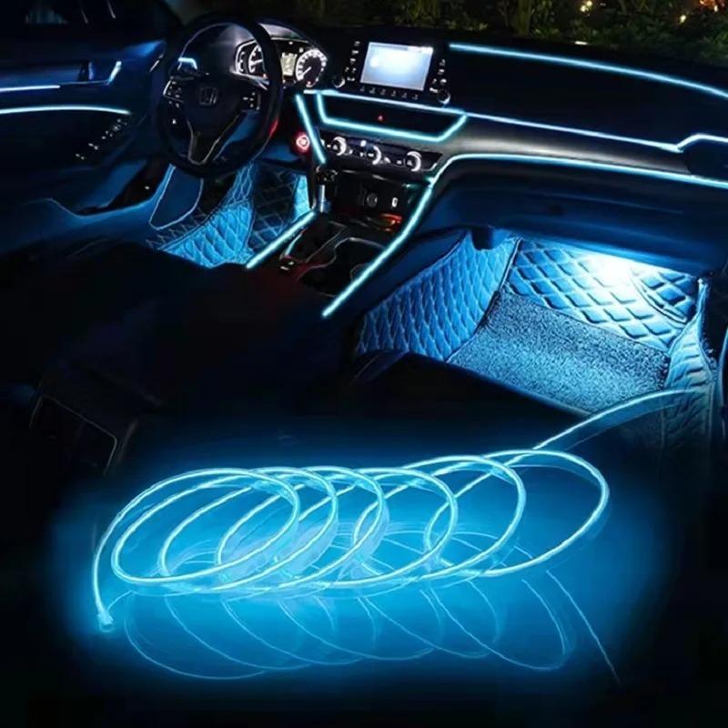 3M/5M USB EL Wire Neon Light Strip, Flexible Car Interior LED Ambient Lighting, DIY Auto Atmosphere Decorative Light for Vehicle, Party Decoration